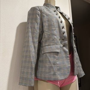 Casual open plaid blazer